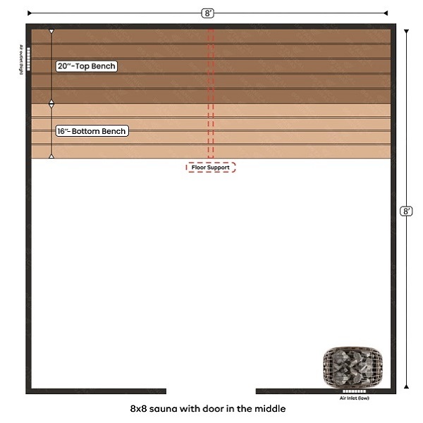 1-8x8 sauna with door in the middle