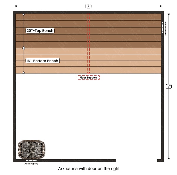 2-7x7 sauna with door on the right