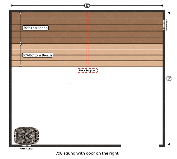 2-7x8 sauna with door on the right