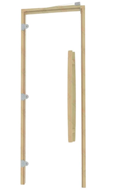 Clear Red Cedar Frame Door, Curved Handle, Clear Glass, 690×1890 mm (27 1/8″ x 74 3/8″)