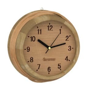 Wooden Clock, Pail look Cedar 530-D (Not heat-rated. Intended for use outside the sauna room.)